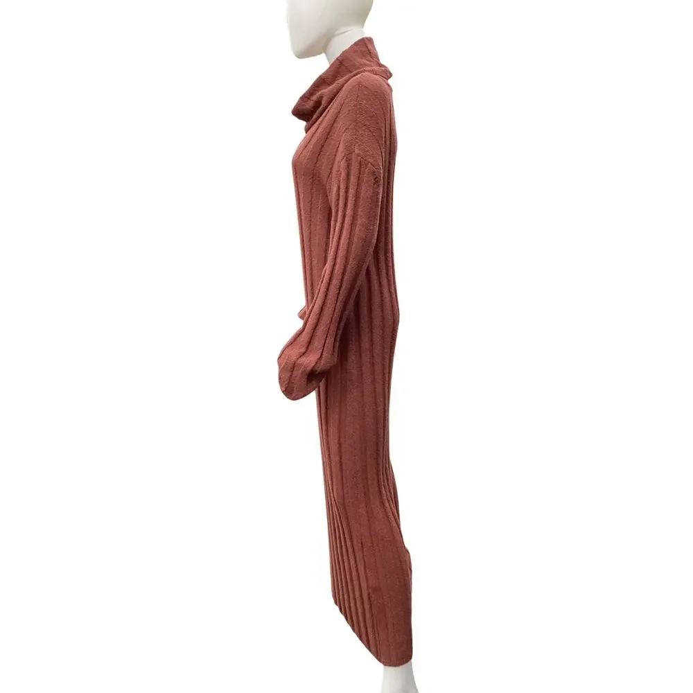 FP Beach Free People Dress Womens SZ M LongKnit Acrylic/CottonBlend Burnt Orange